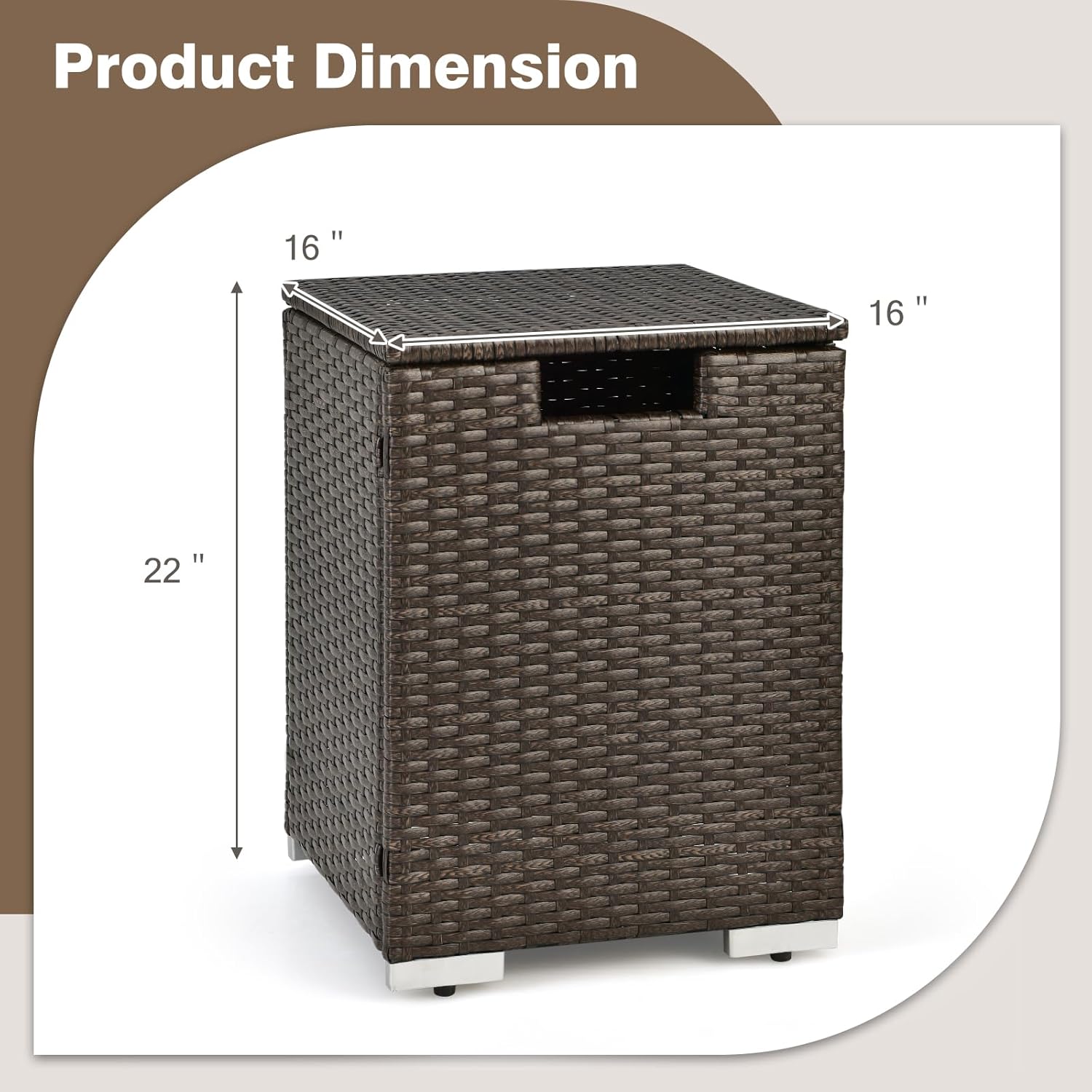 Tangkula Outdoor Propane Tank Cover Table, Patiojoy Wicker Hideaway for Gas Fire Pits, 20 lbs Tank Storage Box, Outdoor Side Table & Holder (Mix Brown)