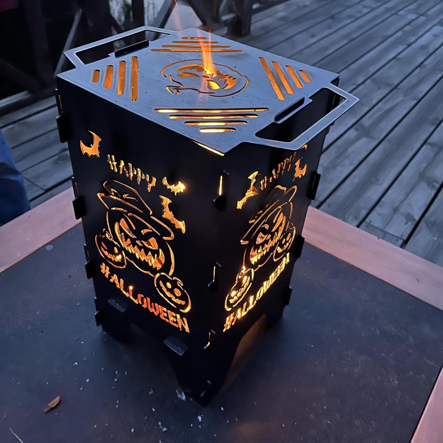 8in Fire Pit for Outside, Wood Burning Portable Halloween Bonfire Steel Fire Pits for Patio Backyard Garden