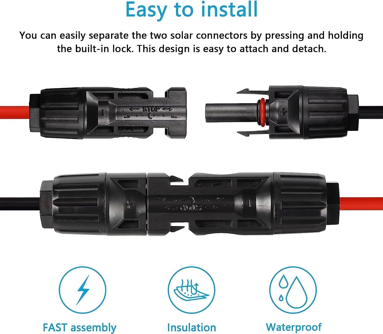 CERRXIAN 50ft/15m 12AWG Solar Panel Connector to XT60i Female Solar Panel Power Cable for Portable Power Station, RV, Lipo Battery