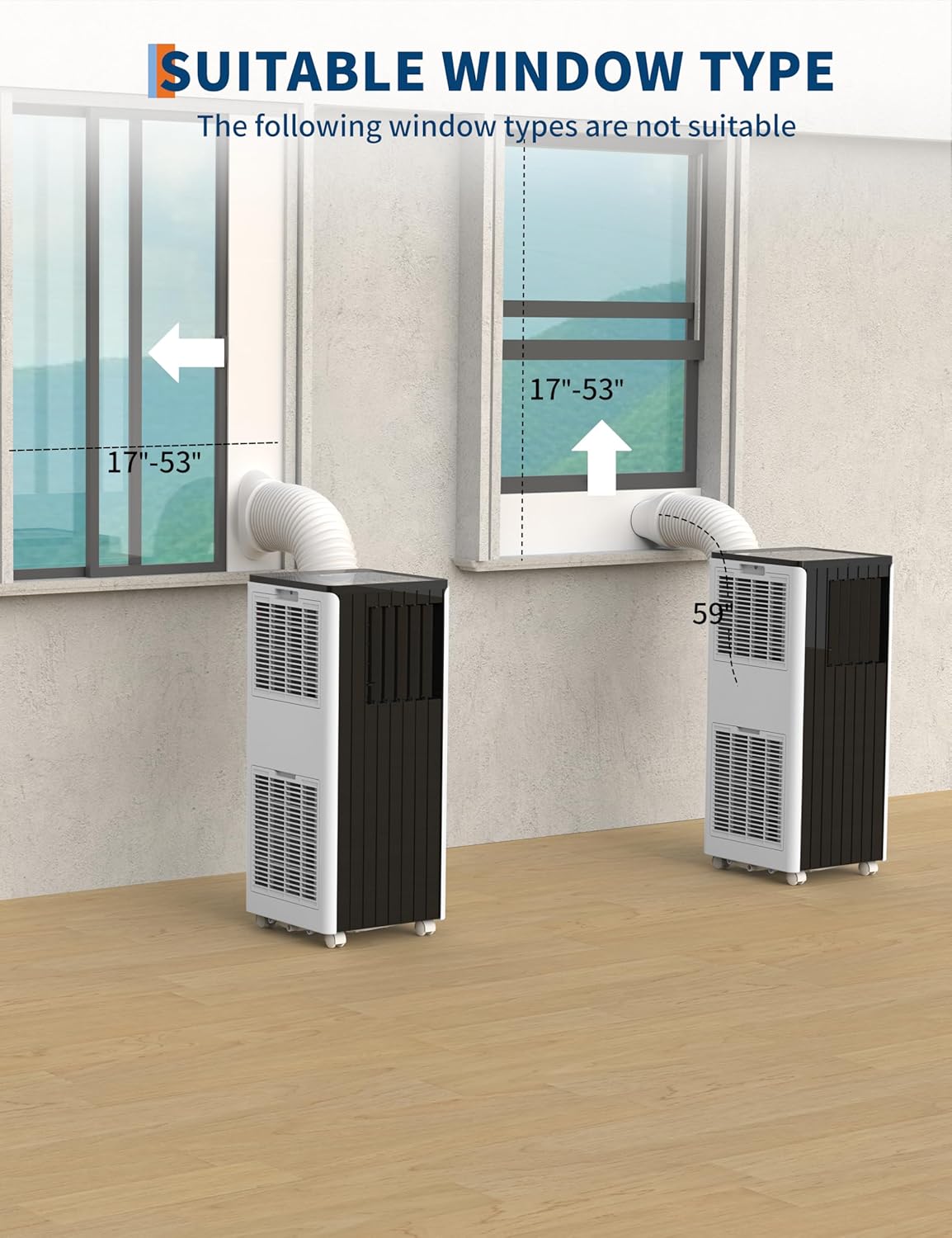 8000 BTU Portable Air Conditioners for Room up to 350 Sq. Ft, 3 in-1 Compact AC Unit for Bedroom Built-in Cool, Dehumidifier & Fan Mode, Floor AC Unit for Room/Office