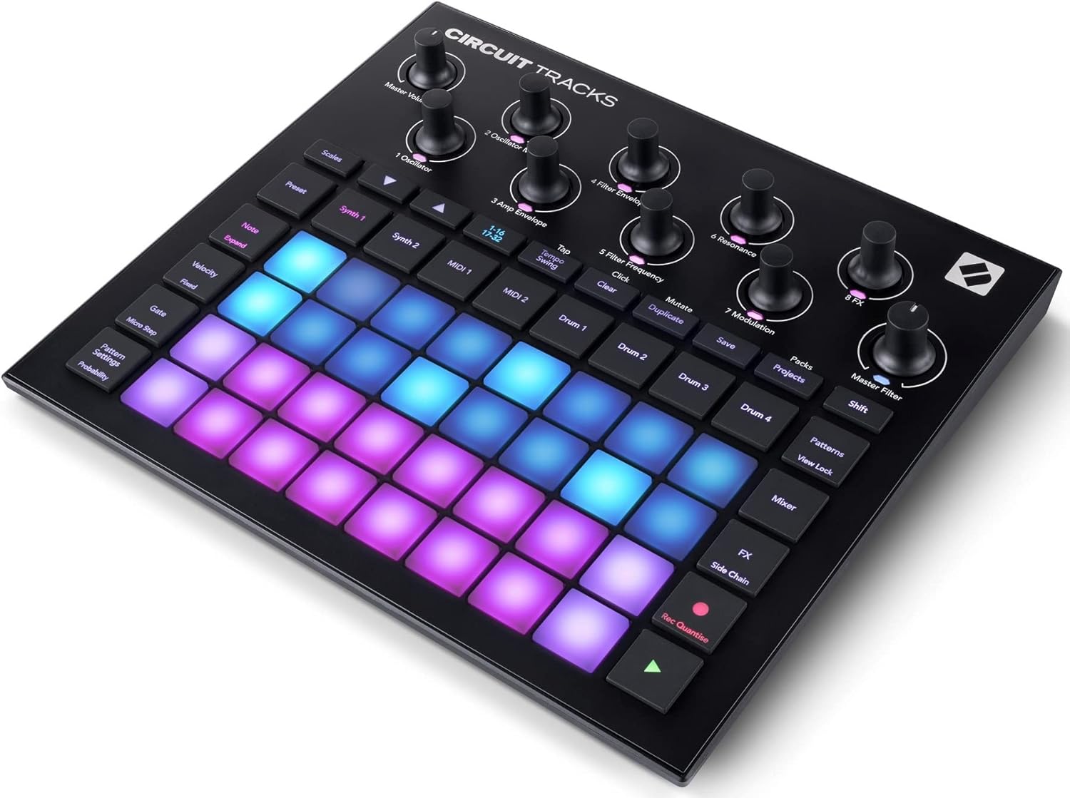 Audiosavings Bundle: (1) Novation Circuit Tracks MIDI USB Rechargeable Groovebox w/Synths/Drums/Sequencer Bundle with (1) Rockville RPAK Charcoal Stylish Durable Backpack Bag (2 Items)