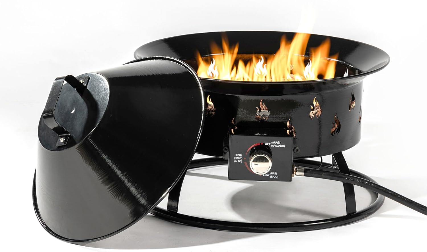 Propane Fire Pit, Gas Fire Pit, Portable Fire Pit Outdoor, Firebowl 19 Inch Diameter for Outside Patio Camping, 58,000 BTU with Lid and Carry Bag, Black