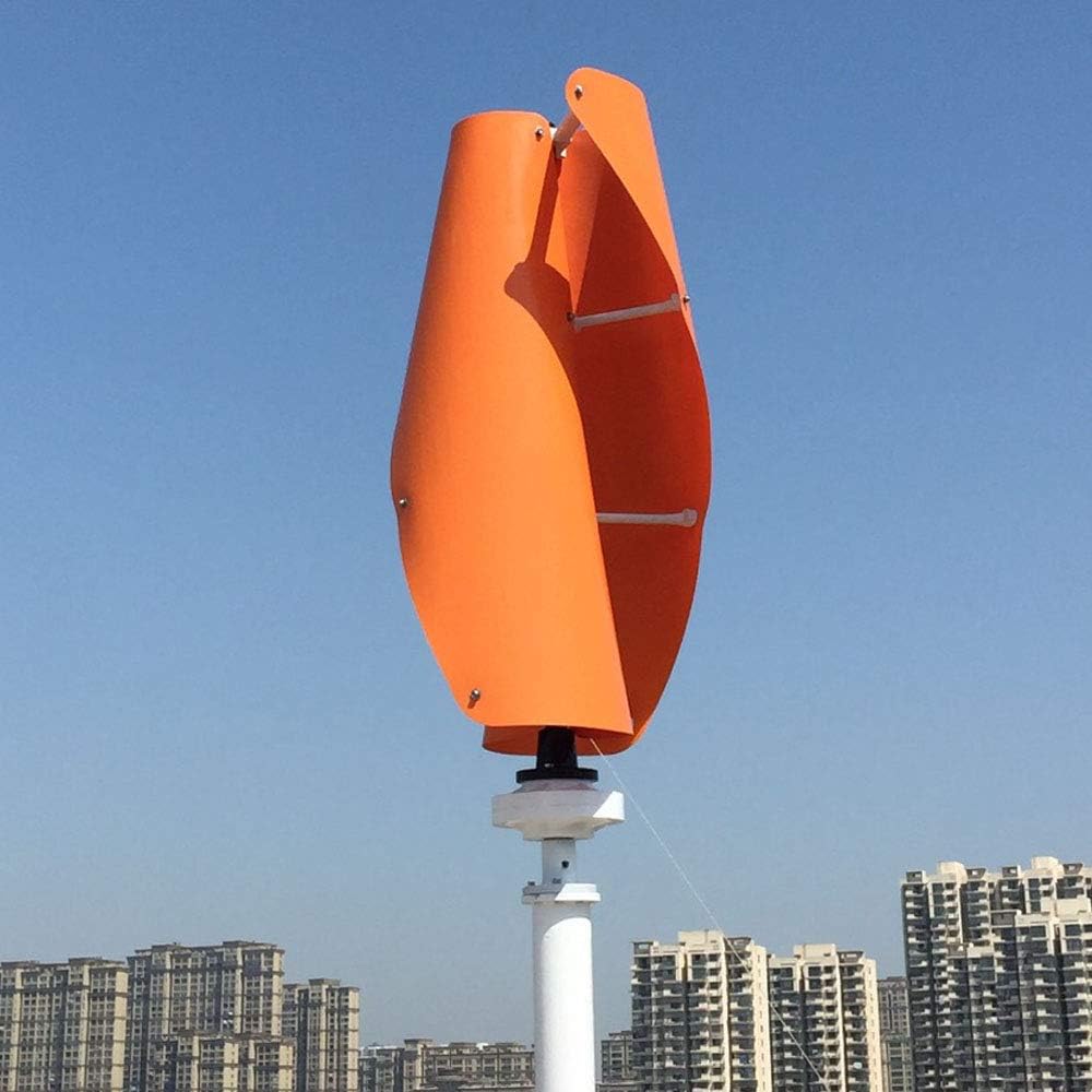 600W Vertical Wind Turbine Permanent Magnet Generator 3 Phase 12V 24V 48V Vertical Axis Coreless Wind Power (48V Without Controller, Orange)