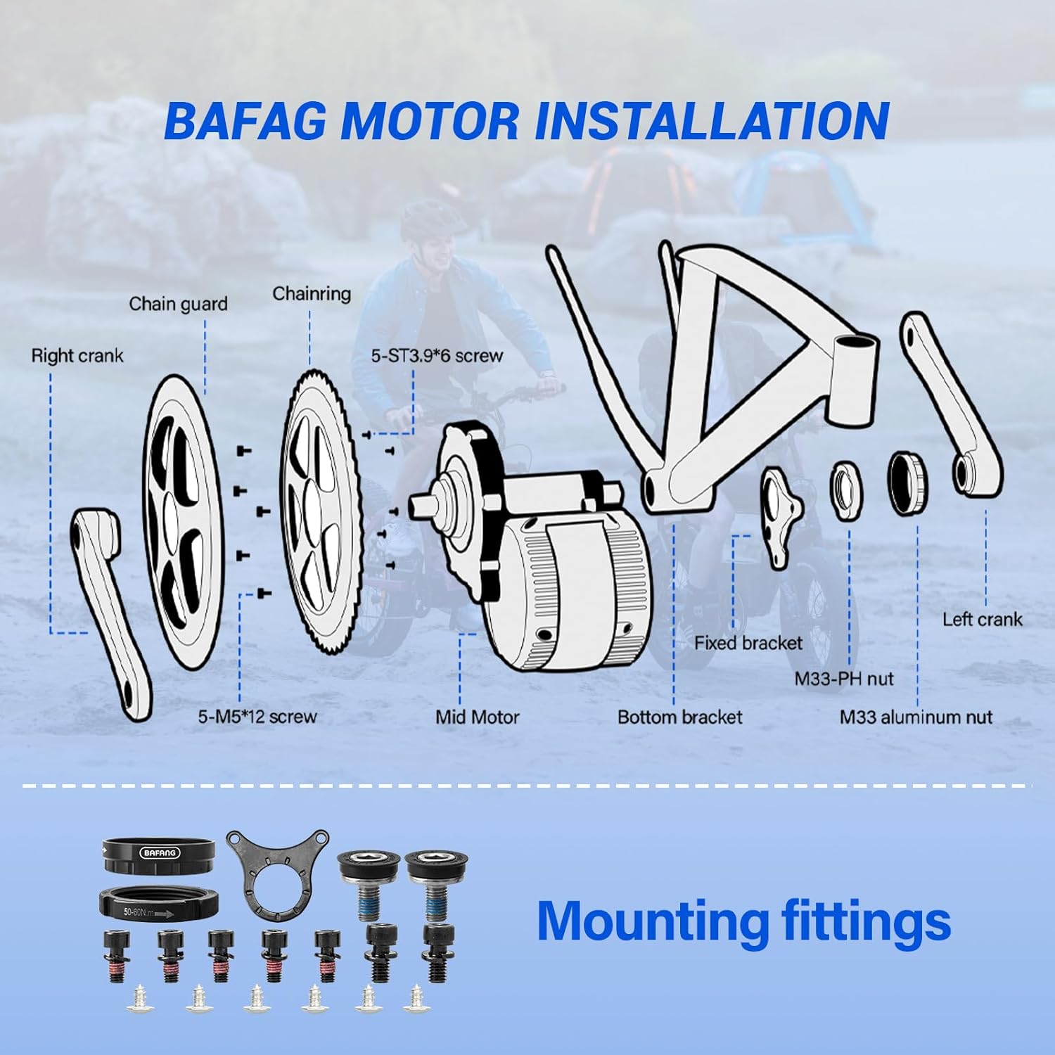 Bafang Motor 48V 750W with SW102 Display, UART Protocol（No Other Accessories）