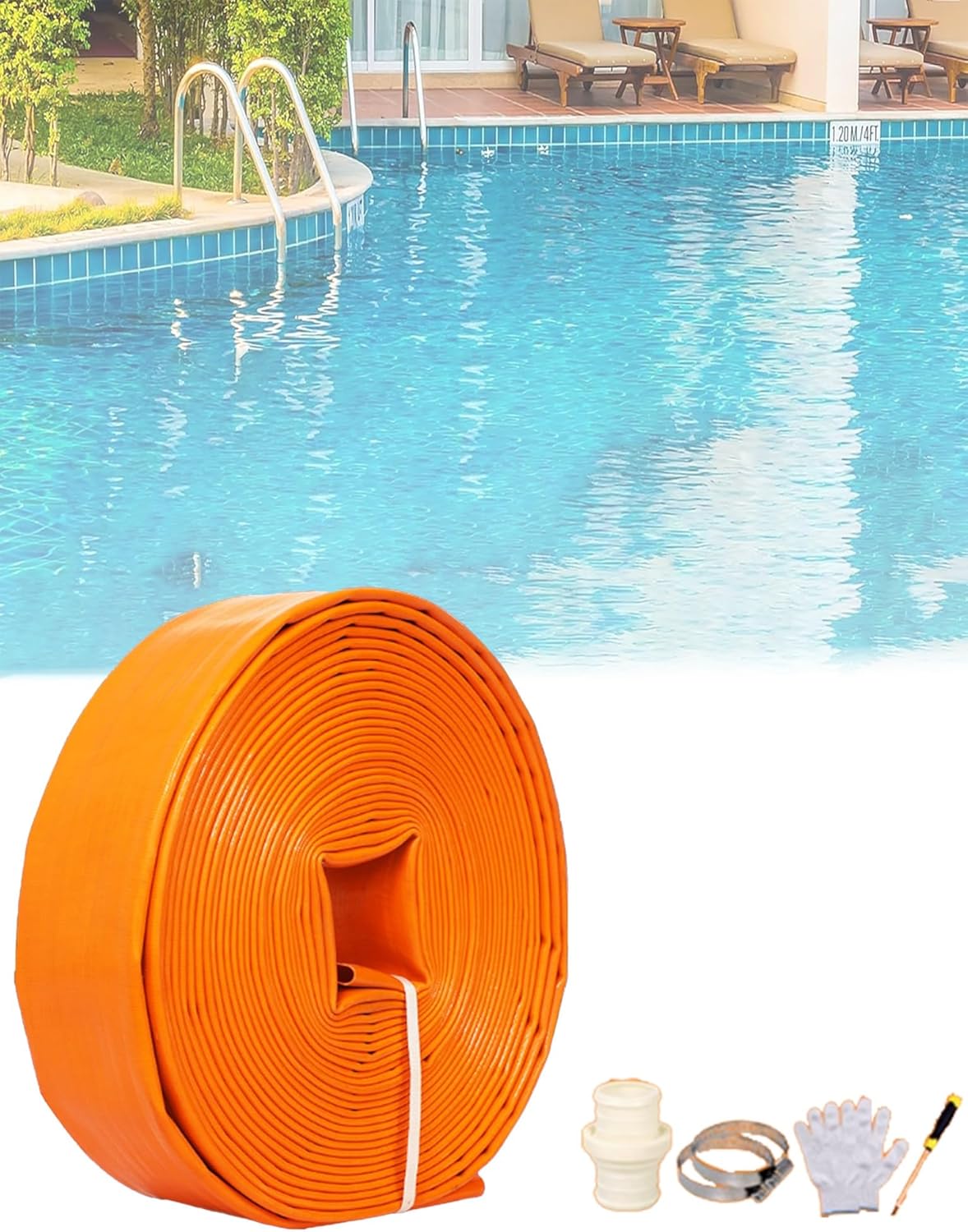 Agricultural PVC Lay Flat Hose,5Inch for Water Transfer – for Pool Backwash, Pond Drainage, and Irrigation Program(10meter)