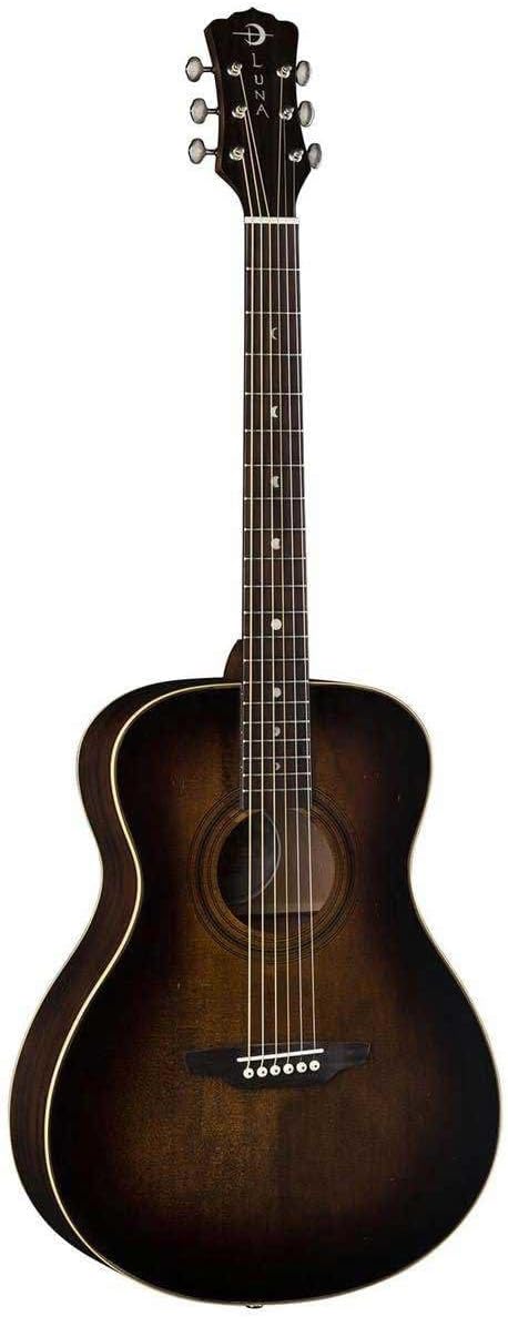 Luna 6 String Art Vintage Folk Solid Top Distressed Acoustic Guitar V