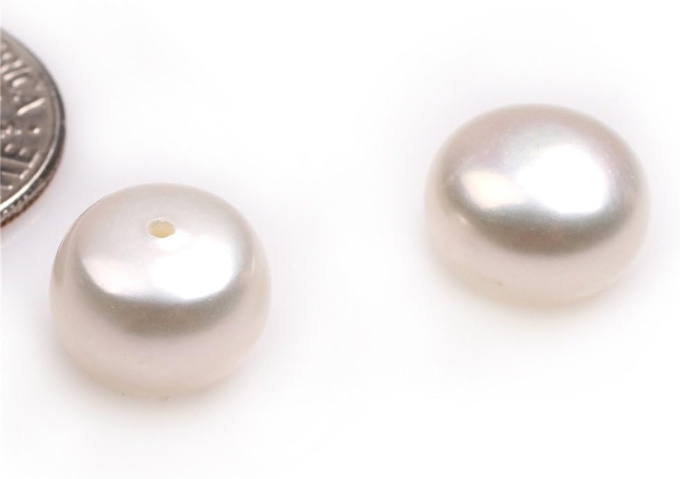 10mm 27 Pairs AAA Grade Grey Half Drilled Freshwater Cultured Pearls Beads for Earrings Stud Jewelry Making (White)