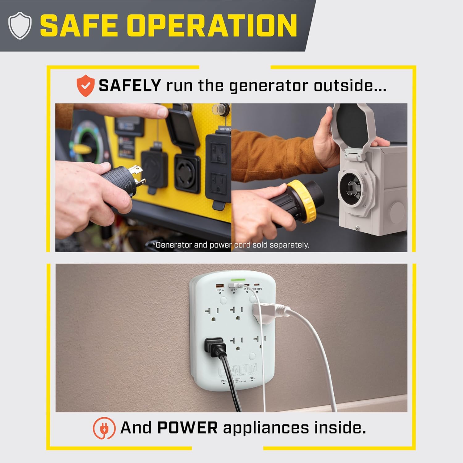 Champion Power Equipment 30-Amp Through Wall Generator Kit with Weather-Resistant Power Inlet Box