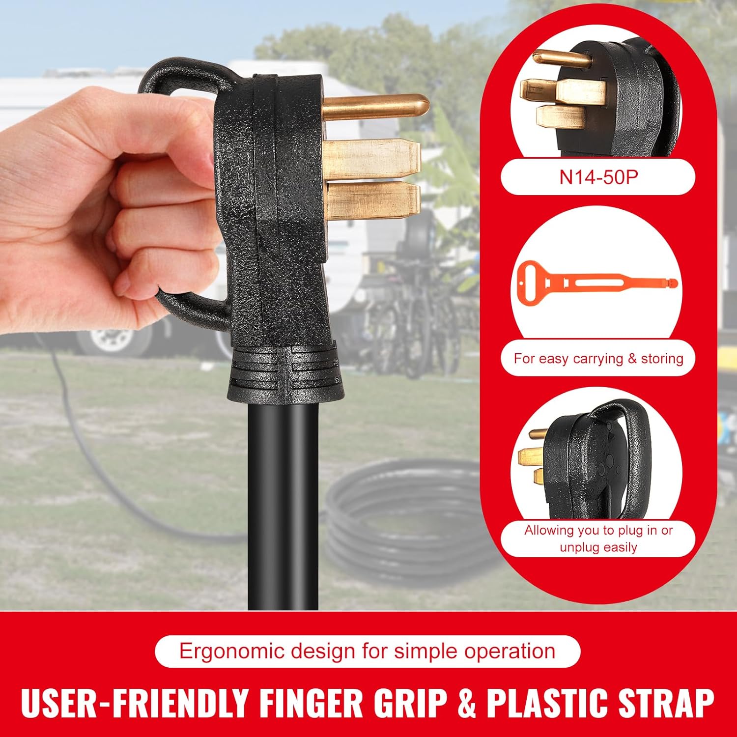 Happybuy 20FT Generator Power Cord 50A 125/250V Locking Connector, 14-50P to CS6364 for Outdoor, Emergency, RV Use