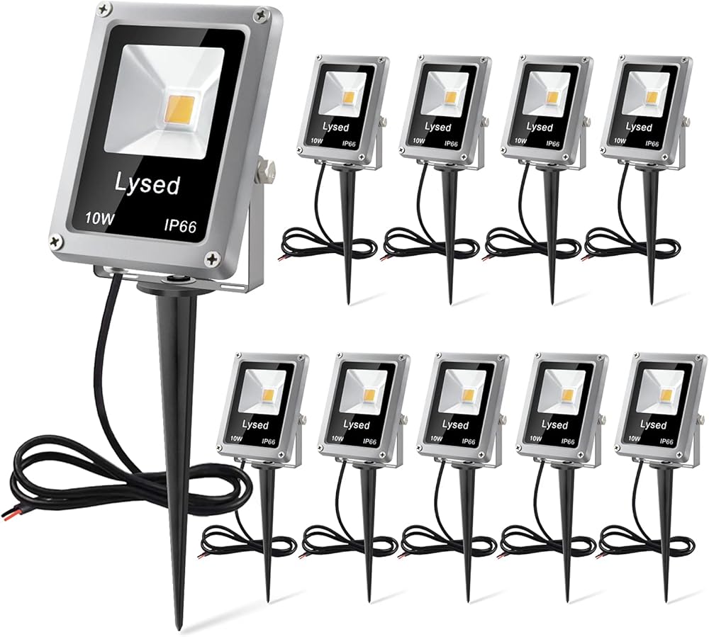 10W Low Voltage LED Landscape Lights, Bowfishing Lights Warm White 12V Spotlights for Garden Pathway, Yard, Lawn, Wall, Trees Lighting, Outdoor Spotlight with Spike Stand(10 Pack)
