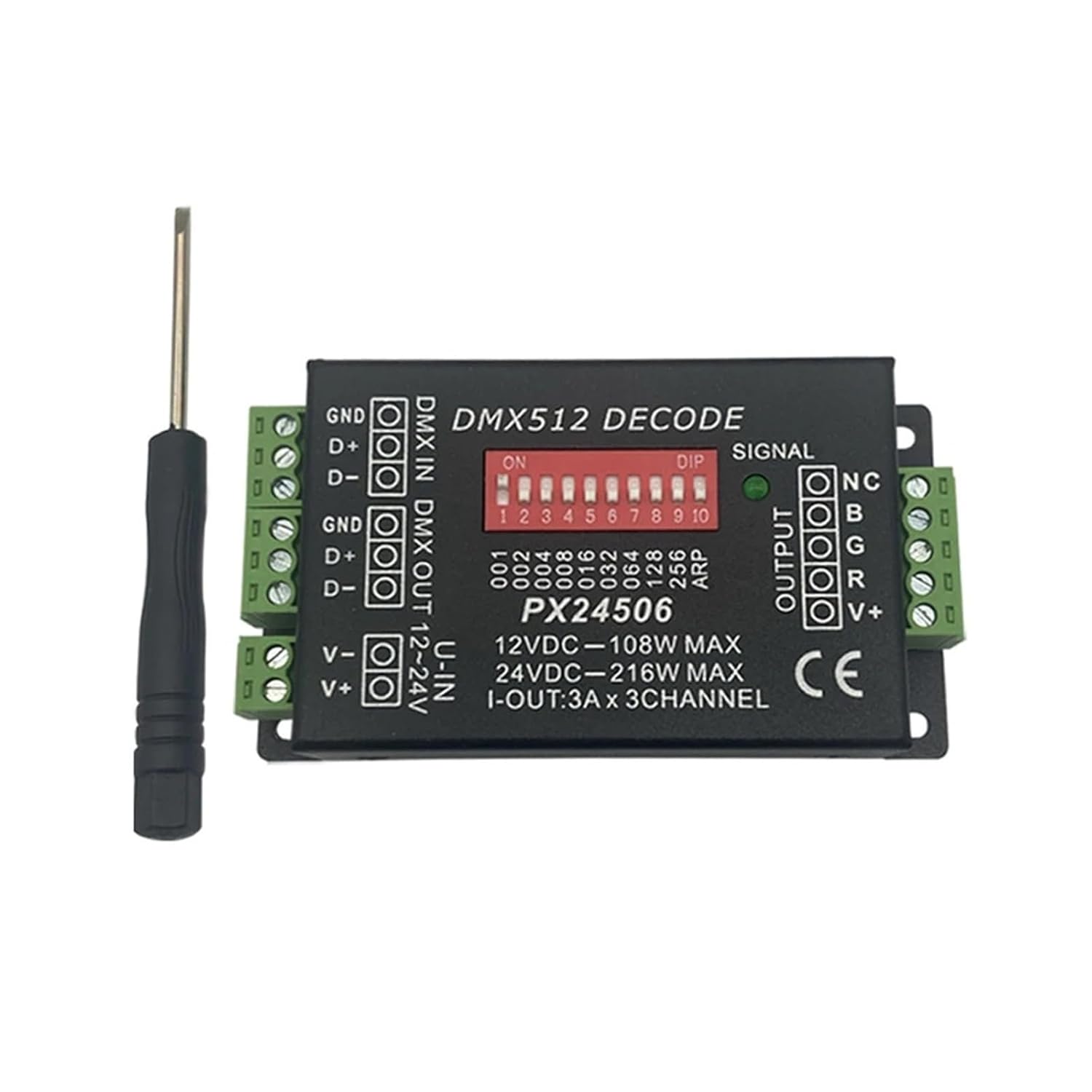 Decoder LED DMX512 Controller Dimmer PX24506 DC 12V 24V 9A