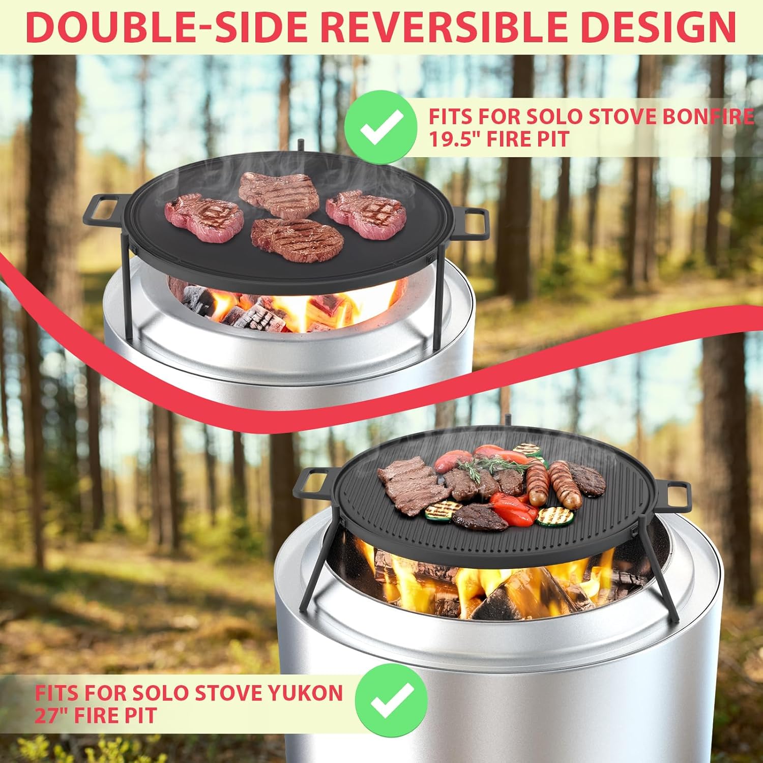 Griddle Grill Cookware for Solo Stove Bonfire/Yukon 19.5