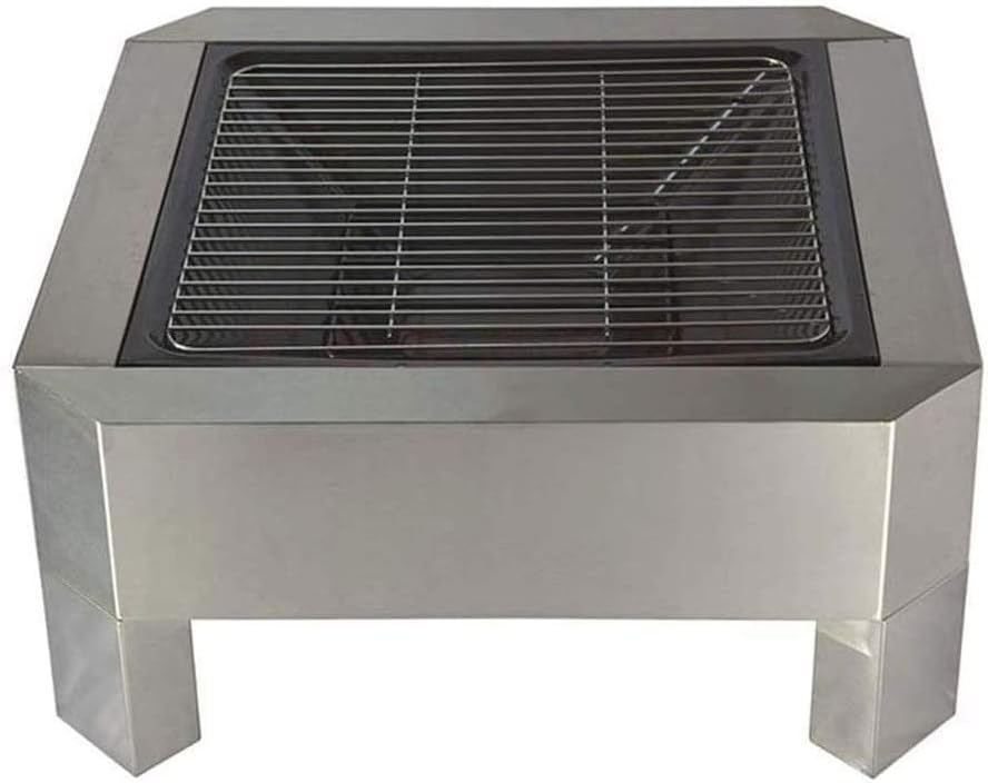 BBQ Grill Outdoor Outdoor Fire Pits,Metal Square Firepit Patio Stove Wood Burning BBQ Grill Fire Pit Bowl forrd Garden Camping Picnic Bonfire