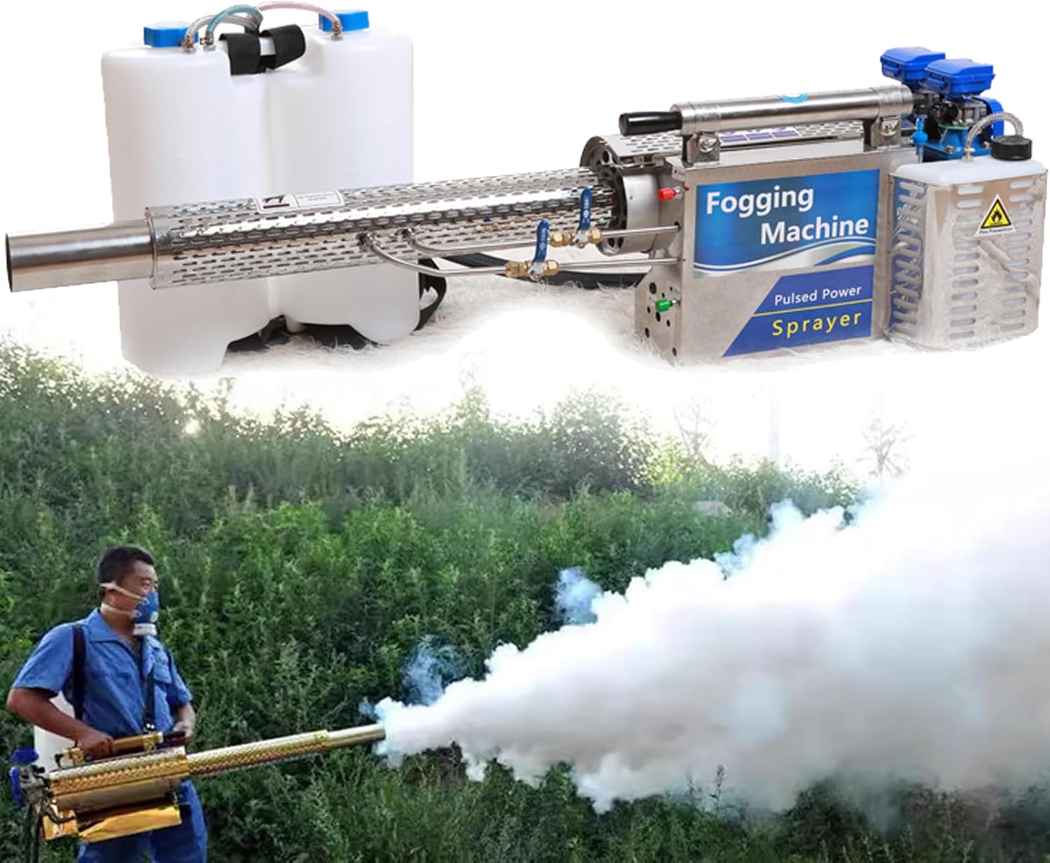 15L Pulse Jet Thermal Fogger,Sprayer Agricultural Portable 360 ° Spray in All Directions Professional Fogging Machine 700㎡ in 7-8 Minutes for Weeds Plants 100