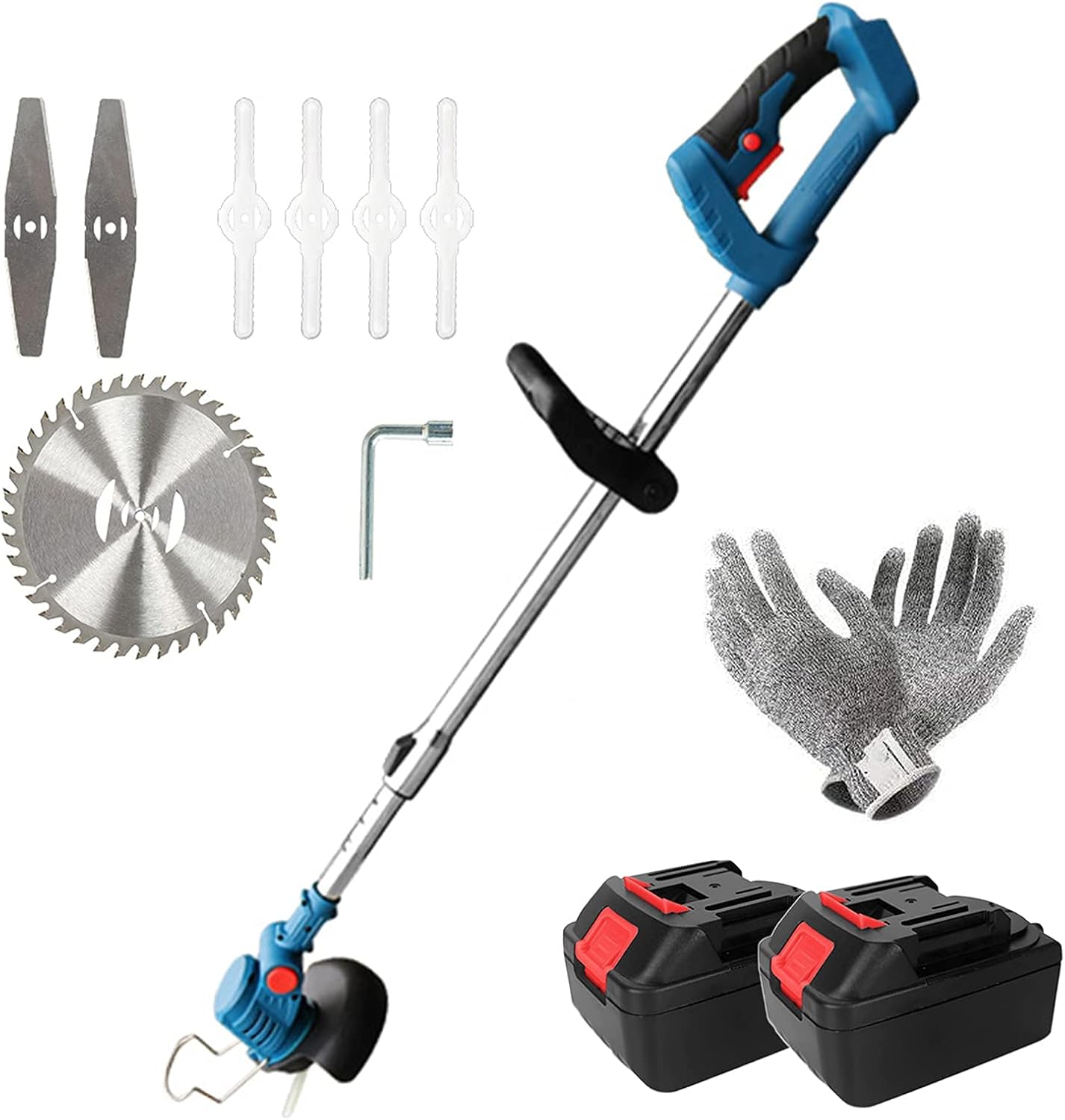 24V, 2.0Ah 850W Max Portable Extendable Weed Cordless Lawn Mower with Two Batteries and Quick Charger, for Lawn Mowing, Lawn Care, Driveway and