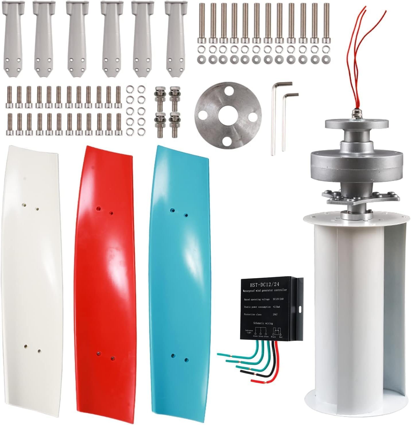 CAJUCA 8000W Low Noise Vertical Axis Wind Turbine Generator, Free Energy Magnetic Levitation Wind Generator 3 Blade Power Generation Windmill