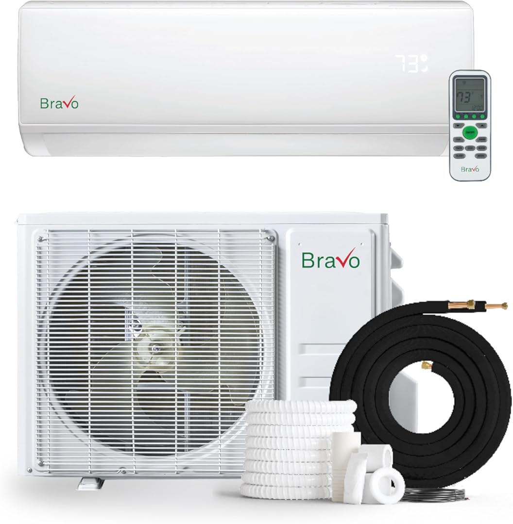 BRAVO 24,000 BTU 230V Ductless Mini Split Air Conditioner & Heat Pump – 17 SEER2 Inverter AC System – Pre-Charged – 13FT Installation Kit – Smart Control Included – Cooling & Heating