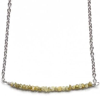genuine yellow diamond necklace, 1.01 ct weight, natural raw diamond bar, real rough diamond beads 1.5mm to 2mm