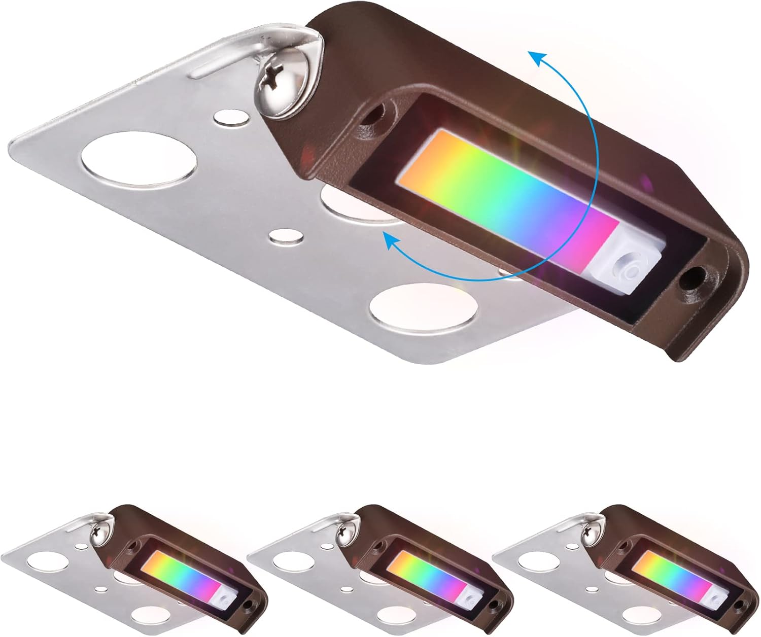 LEONLITE 4 Inch 1W RGB LED Retaining Wall Lights, Hardscape Lighting Color Changing, Low Voltage Landscape Lights, 12V-24V AC/DC, Swivel Paver Light, Outdoor Step Lights, ETL Listed, Pack of 4