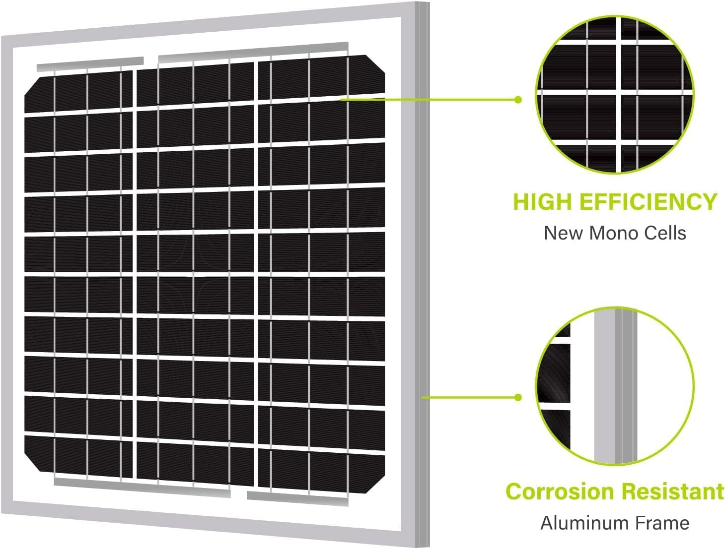Newpowa 10PCS 5W(Watts) 12V(Volts) Solar Panels, High-Efficiency Monocrystalline Solar Panel Battery Maintainer PV Module Power for Battery Charging of Boat RV Gate Opener Fences, 10-Pack 5W