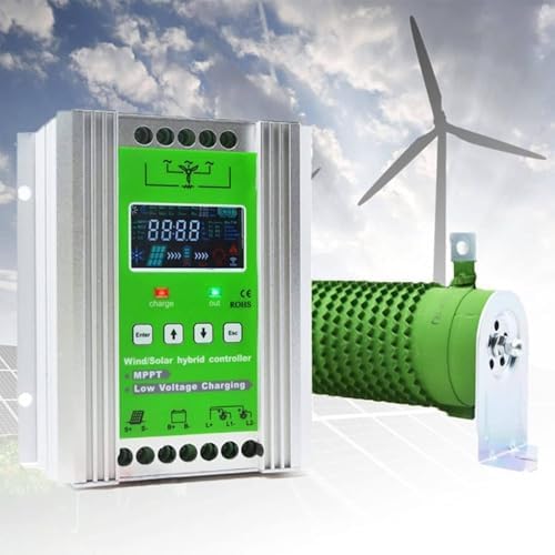 300W-1500W MPPT Wind Solar Hybrid Charge Controller, 12V/24V/48V Off-Grid System with Dump Load for Home & Street Lights (Wind: 800W + Solar: 600W)