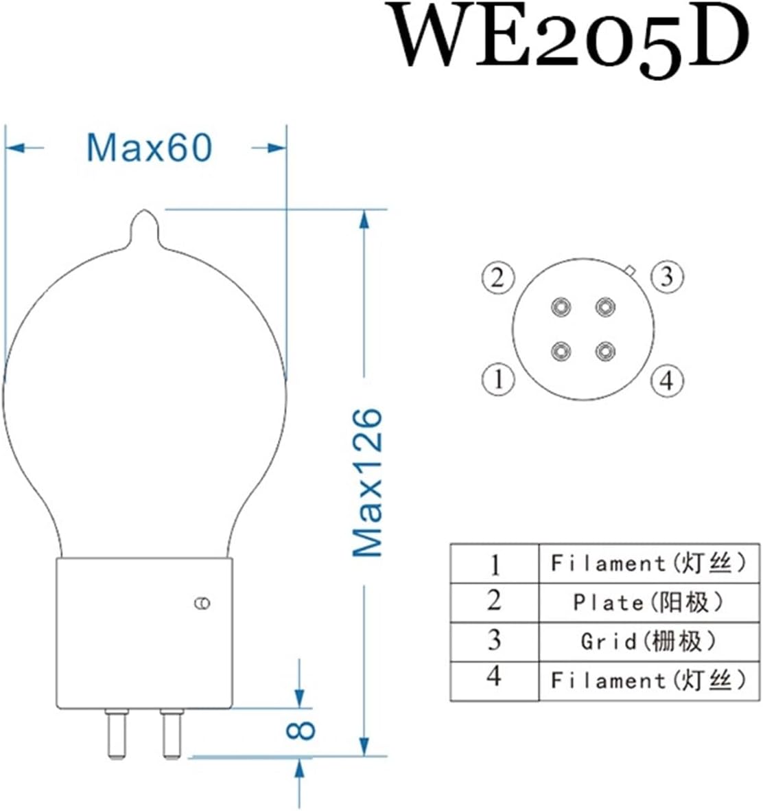 Vacuum Tube Rectifier WE101D Electronic Tube Reproduction Vacuum Tube Factory Precise Matching for Amplifier WE205D(We101d,2 pcs)