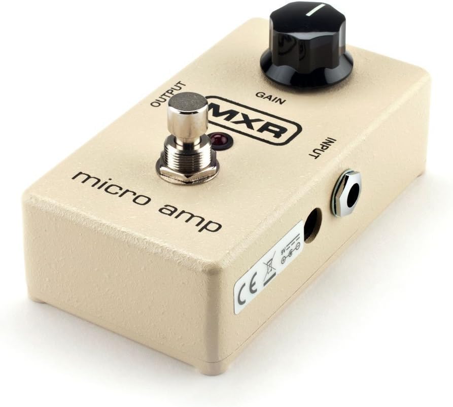 MXR M133 Micro Amp Booster Effects Pedal BUNDLE with AC/DC Adapter Power Supply for 9 Volt DC 1000mA and 6 Assorted Dunlop Guitar Picks �