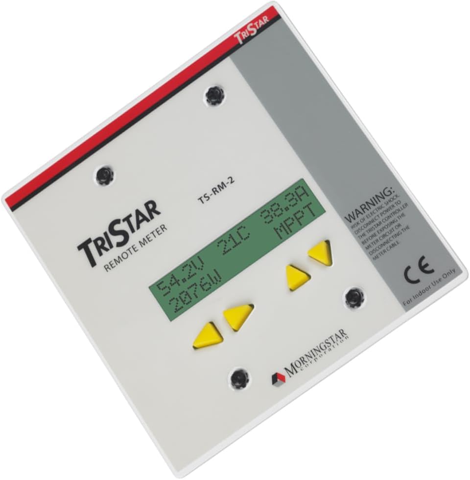 Morningstar Tristar Remote Meter-2 (TS-RM-2) - Connects via 30m Cable to Tristar PWM/MPPT Solar Controllers to Display System Info, Logged Data, Graphs, Alarms & Faults Troubleshooting - 5 Languages