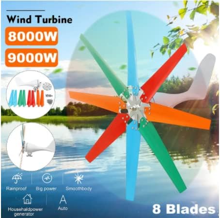 9000W 12V 24V Wind Turbine with 8 Blades Nylon Fiber Wind Turbine Generator Home Powerful Windmill Energy Turbine Charge