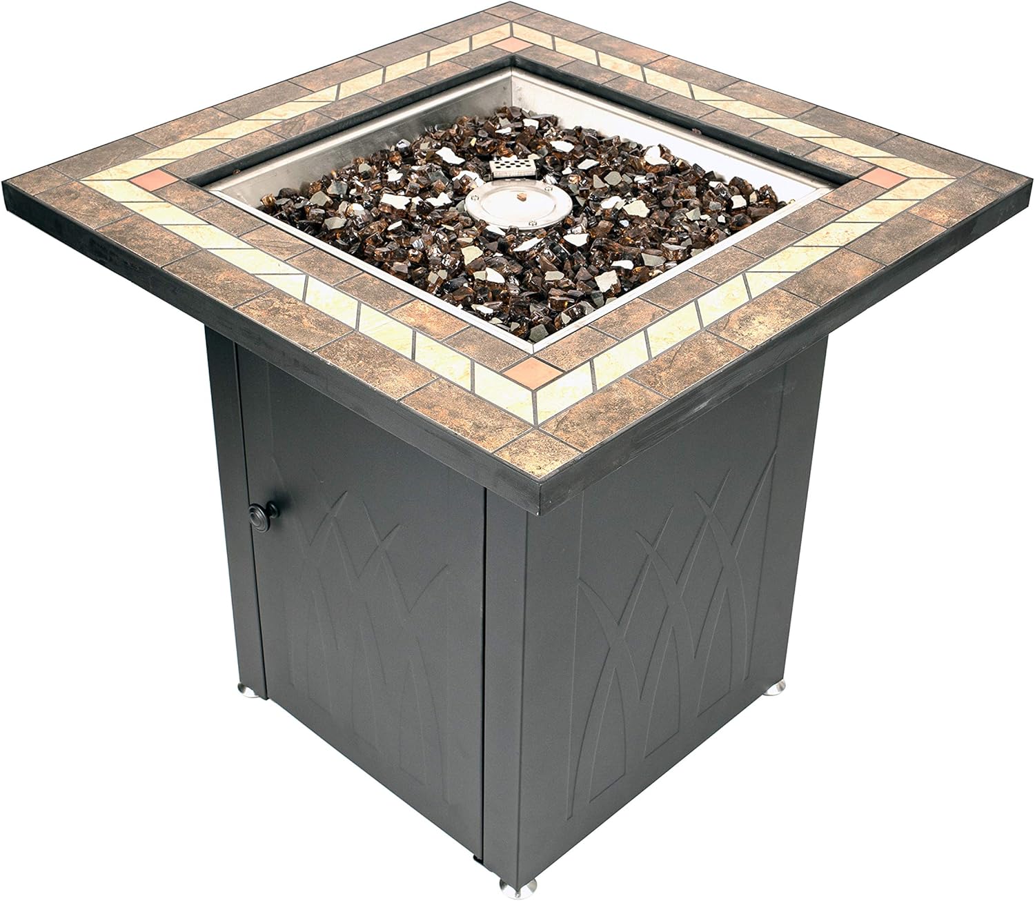 Pleasant Hearth GHP Group OFG824T Atlantis Table Gas fire Pit, Matte Black/Tile Top