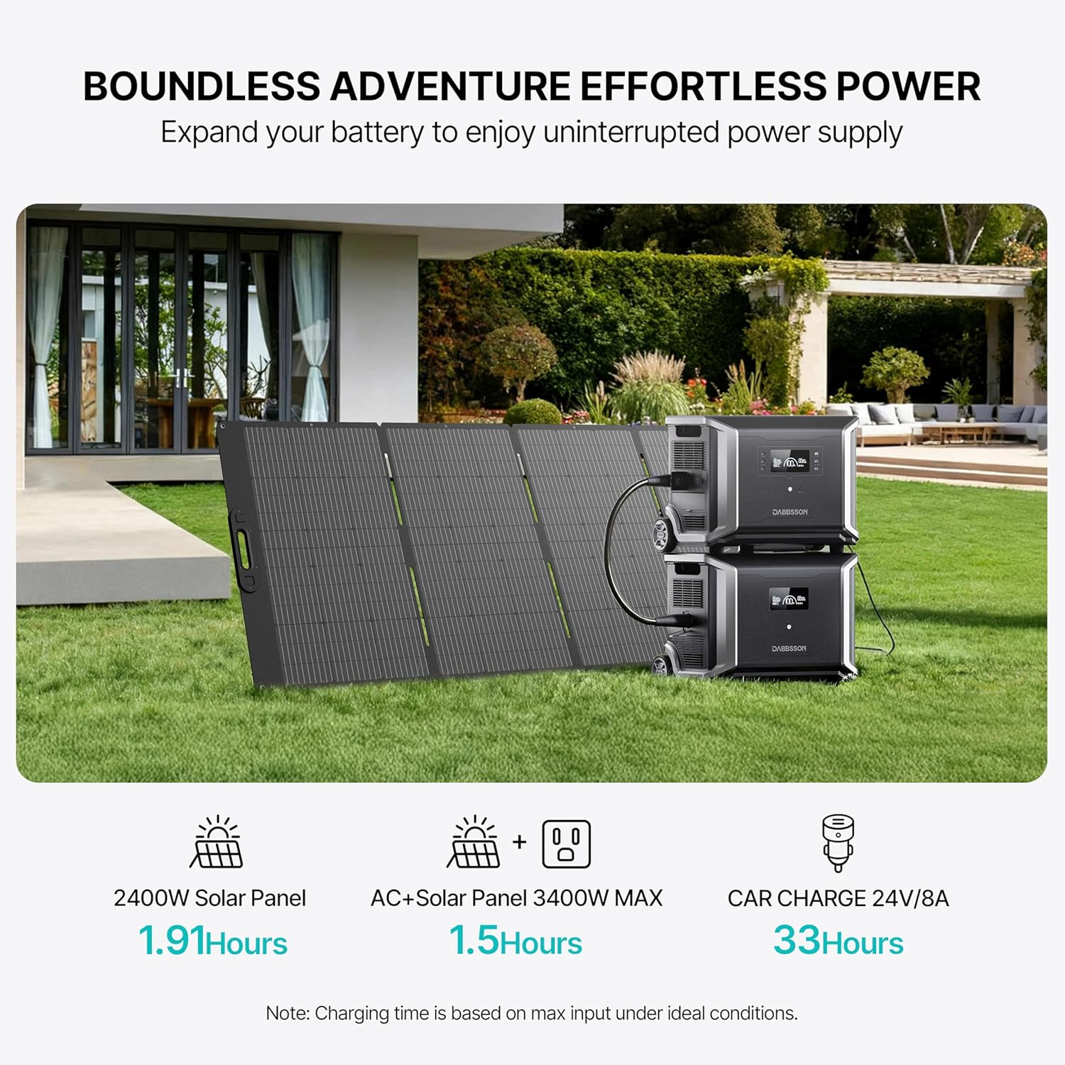 Dabbsson 3430Wh Portable Power Station, DBS3500 Solar Generator for Home Use, Power Outage, Outdoors, Camping, RVs, 3600W Pure Sine Wave, Fast Charging EV Semi-Solid State LiFePO4 (LFP) Battery
