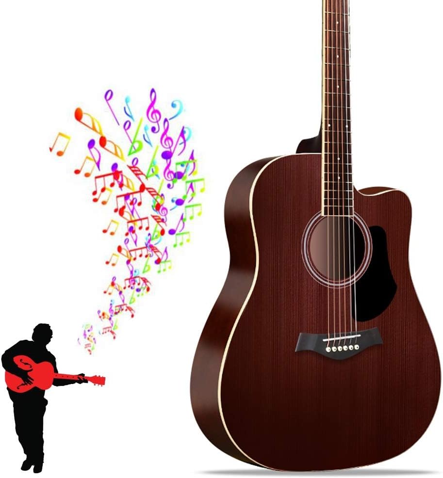 Acoustic Guitar GDMING Dreadnought Acoustic Guitars with Spare Strings Performance Bag Matte Surface 41 Inches Wooden Guitar Suitable for Playing with Sing