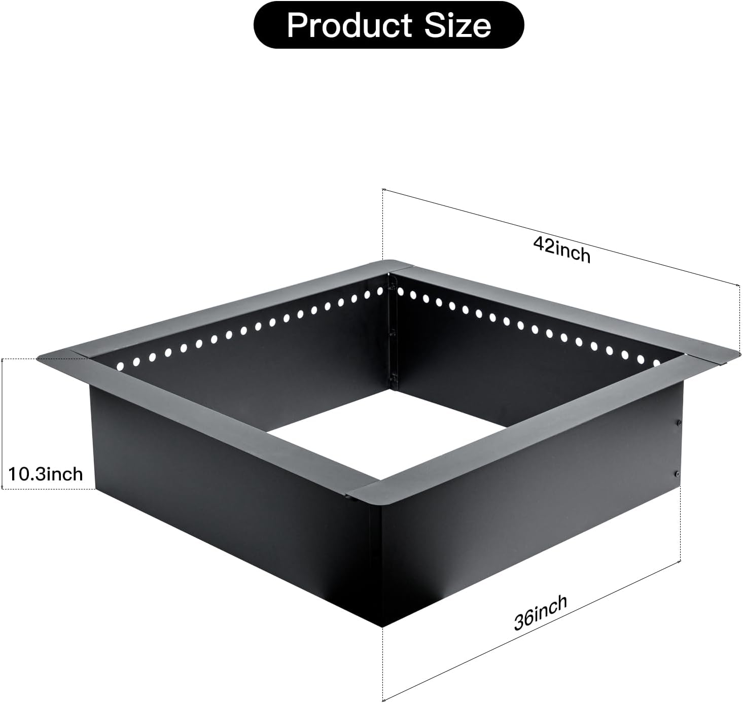 42 inch Outdoor Fire Pit Liner, Square Heavy Duty Fire Pits, Rim Insert Firepit for Outside, DIY Campfire Fireplace