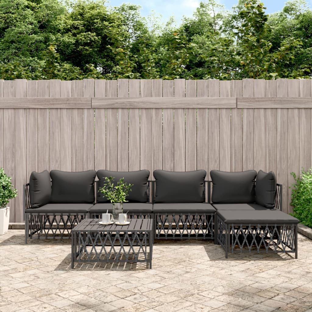 6 Piece Patio Lounge Set with Cushions, Steel,Premium, 7Piece Garden Furniture Lounge Set for Outdoor Comfort and Versatility Patio Furniture Sets, Outdoor Furniture Sets