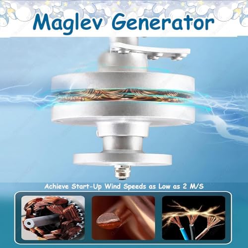 Complete Vertical Wind Turbine Kit 100W with MPPT Controller, 3-Blade Magnetic Generator, 360° Wind Direction Adaptation for Home, Garden, Farm, Boat & Outdoor Lighting