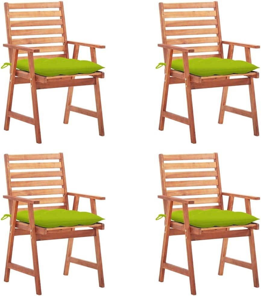 Patio Dining Chairs 4 pcs with Cushions Solid Acacia Wood,Classic Wooden Dining Chair with Cushion for Patio, Garden, or Terrace Outdoor Furniture, Outdoor Chairs