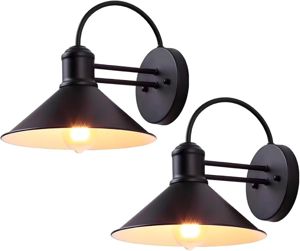 Vintage Outdoor Gooseneck Barn Light Black Anti-Rust Waterproof Wall Lights 13 inch Iron Farmhouse Wall Sconce Retro Wall Sconce Porch Wall Light Fixtures Exterior Wall Lighting Fixture