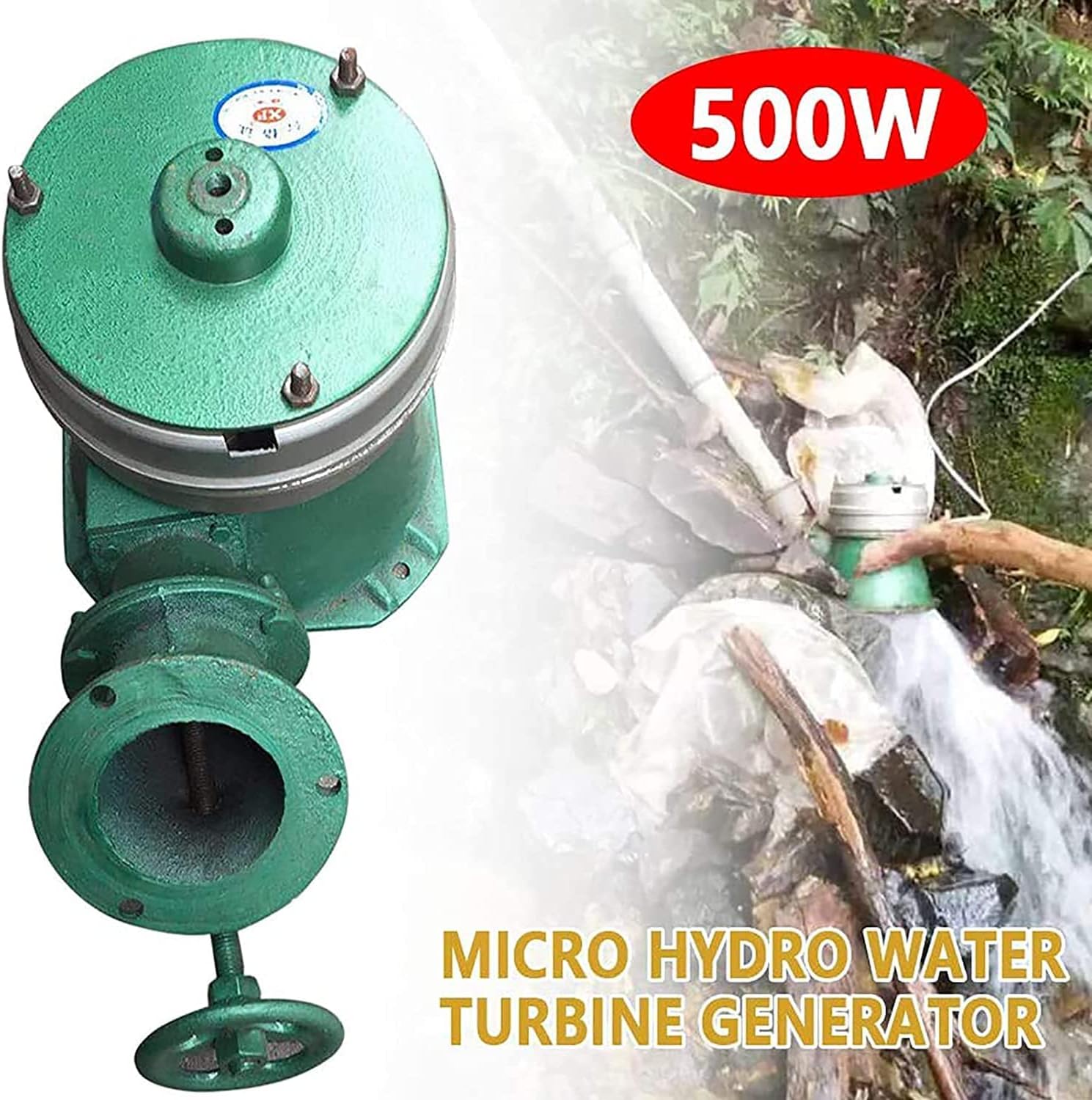 Wind Turbine Kits, 500W Micro Hydraulic Turbine Generator Water Electromagnet Full Copper Core High Performance Household