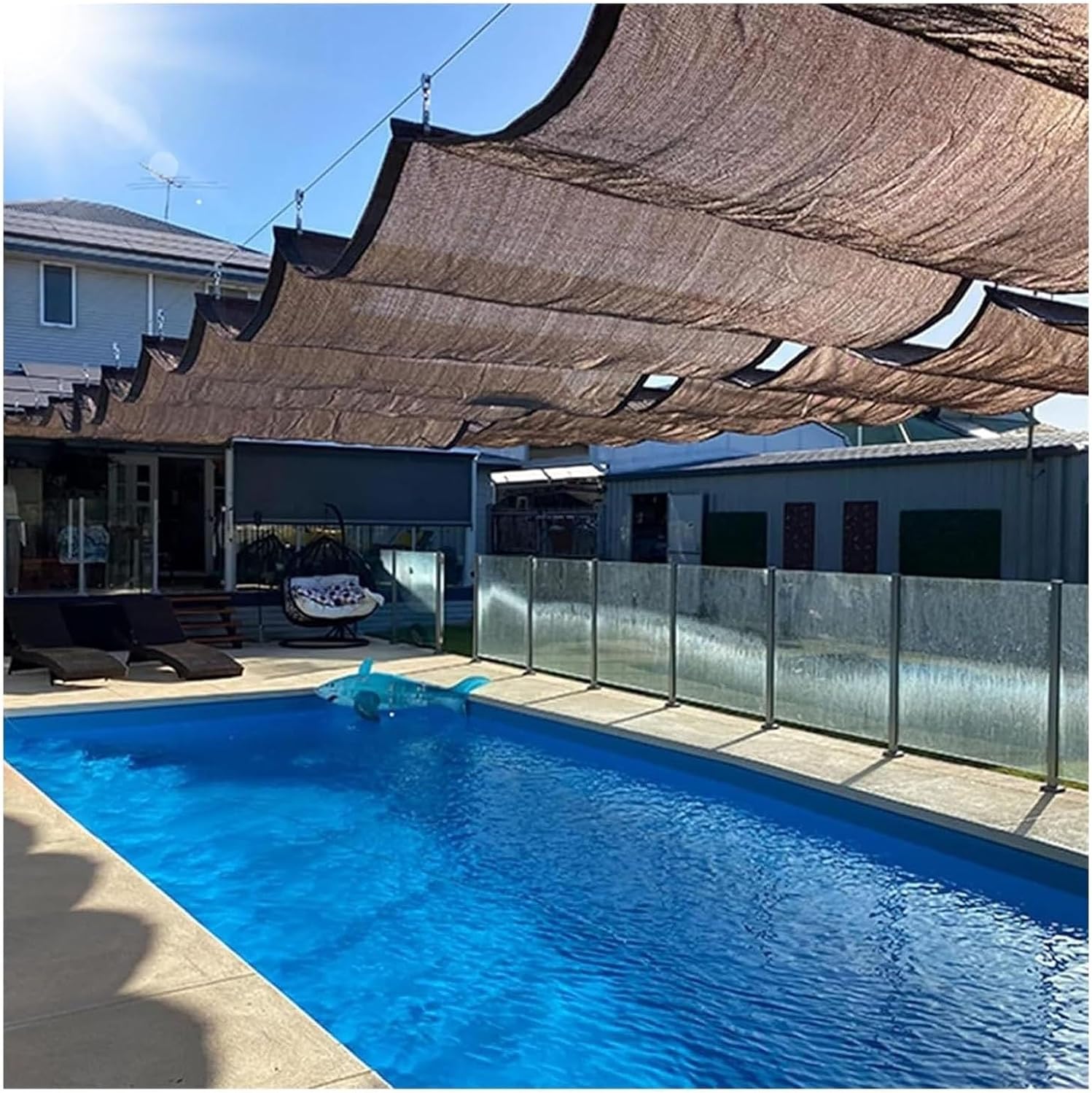 Retractable Pergola Canopy Replacement Outdoor Shade Cover for Patio Garden Deck Gazebo Porch, Wave Sun Shade Awning with Slide on Wire Cable Hardware(W2.6*L14m/W8.53*L45.93ft)