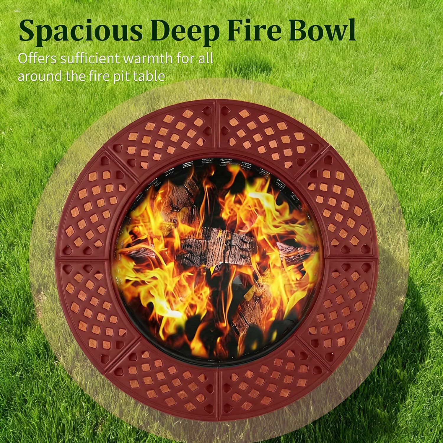 Dkelincs 36 Inch 3-in-1 Fire Pit Table, Wood Burning Outdoor Fire Pit with Rotating Grill & Lid for BBQ, Bonfire, Patio (Black)