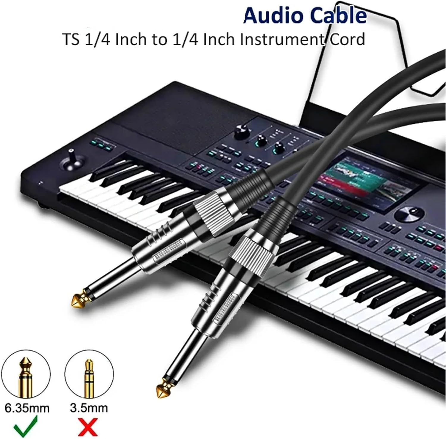 6.5mm TS Guitar Cable Male To 1/4 Inch Instrument Audio Aux Cables for Electric Mixer AMP(Blue M-M)