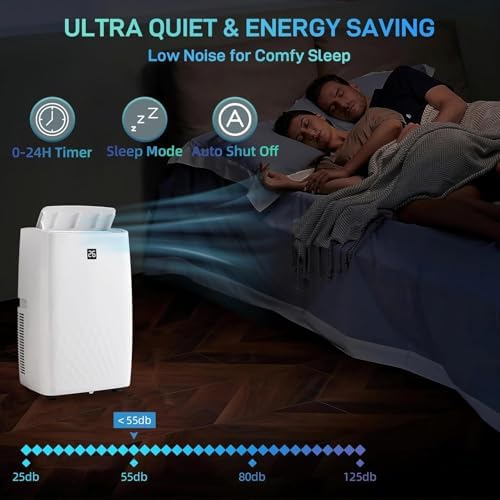 Portable Air Conditioner, 4-In-1 Quiet Design for Dorms And Offices, 12000 BTU Portable Air Conditioner With Remote, Cools Spaces Up To 550 Sq. Ft., Includes Sleep Mode, Timer, and Window Kit, White