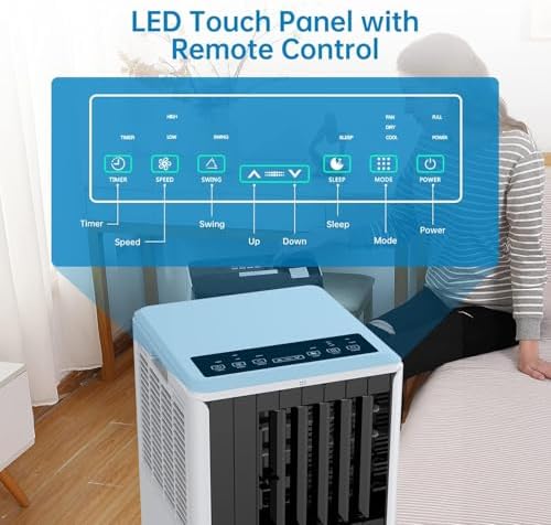 8,000 BTU Portable Air Conditioners Cool Up to 250-350 Sq. Ft, 3 Modes Portable AC Cooling Unit Dehumidifier Fan Function with Remote/24Hrs Timer/Installation Kits for Home/Office/Dorm