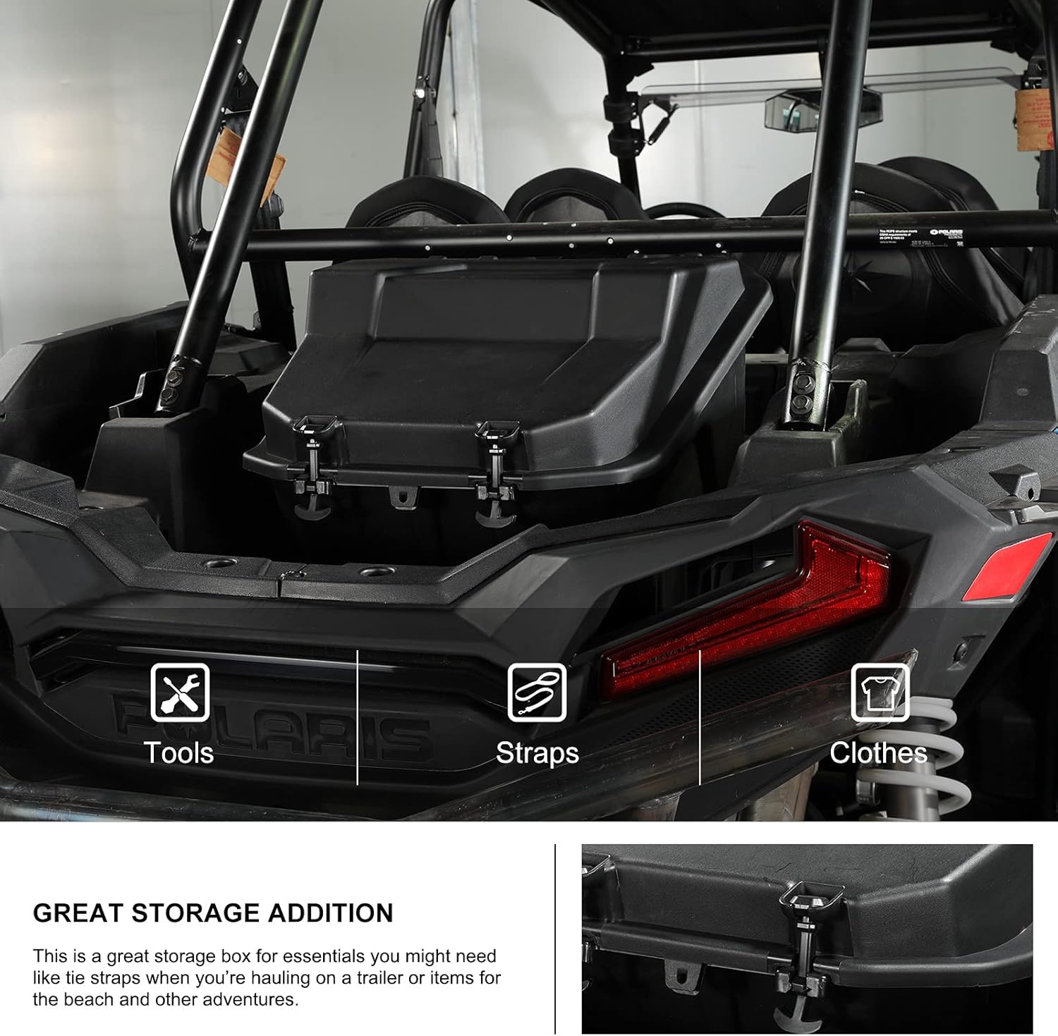KIWI MASTER Rear Cargo Box for 2014-2023 Polaris RZR XP 1000 900 Turbo, 2020-2026 RZR Trail/S Accessories Replace OEM # 2881193 Waterproof 69 QT Bed Storage Bin