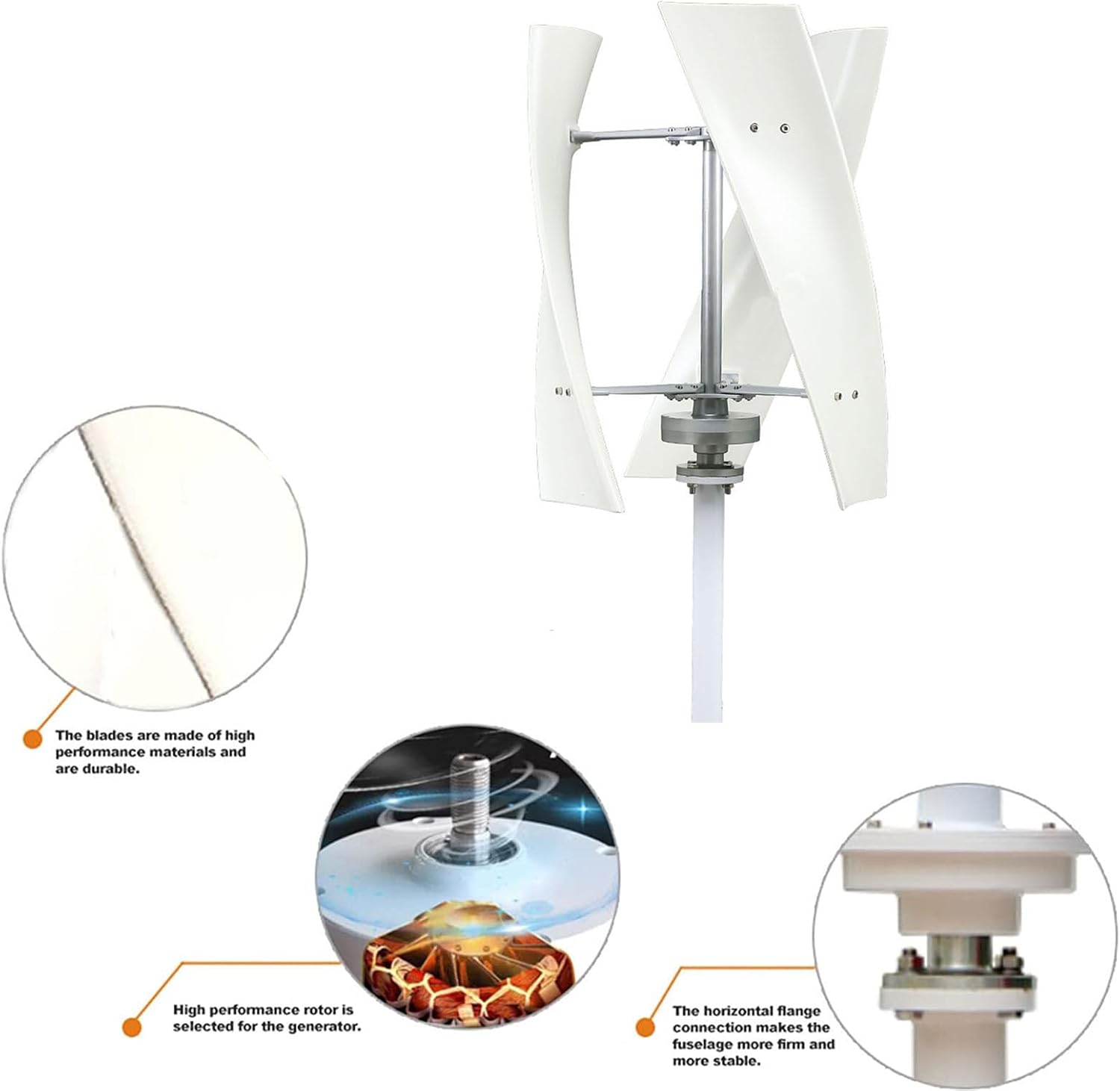 800W 12V 24V 48V Low Wind Speed Start Wind Turbine Generator Kit,3 Blades Home Wind Turbine Kit Applicable to Wind and Solar Power Generation Systems