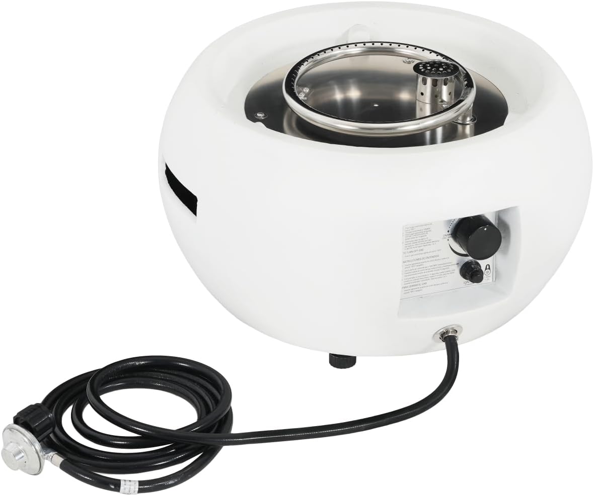 Patio Propane Fire Pit, 40,000BTU, White Magnesium Oxide Efficient Heat Outdoor Lawn Cozy Gathering