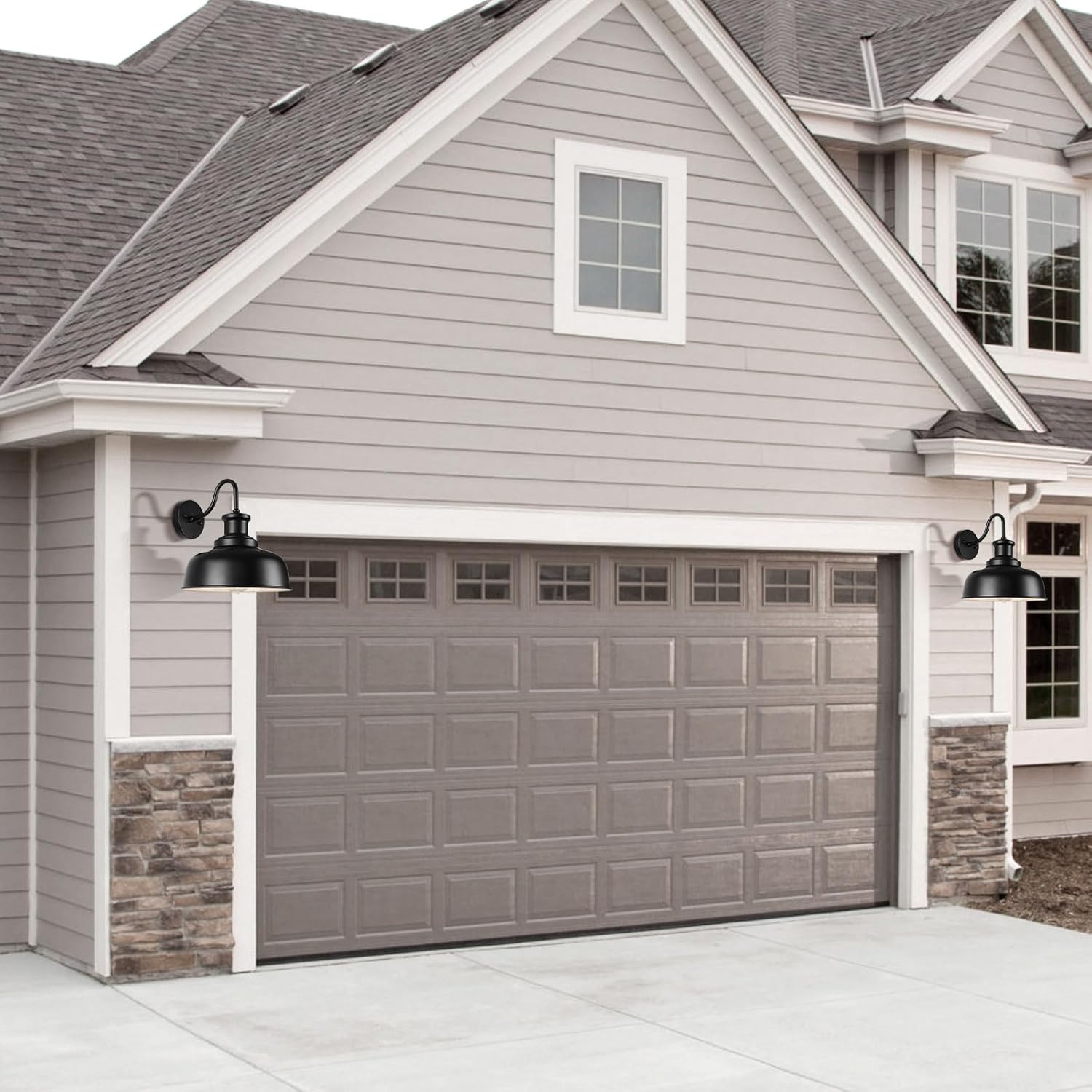 Solar Barn Lights for Outside, Outdoor Wall Lights Solar Powered, Farmhouse Exterior Wall Sconces, Industrial Exterior Lighting Fixture, Rustic Lantern for Garage, Barn, Shed,RZSR007-2