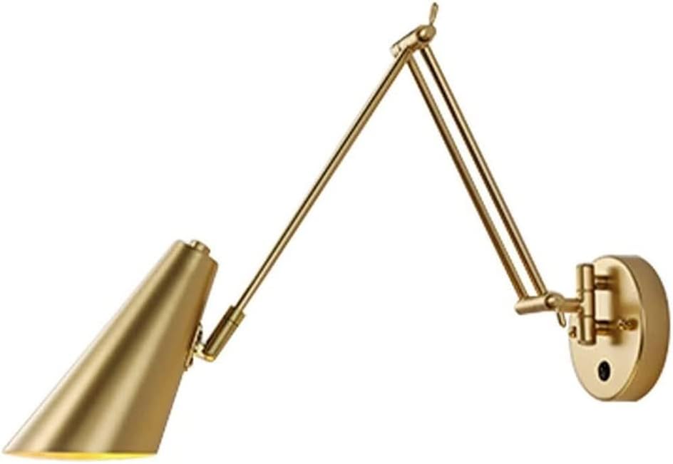 MECOLA Modern Adjustable Swing Arm Wall Lamp Metal Hardwired Wall Light for Lighting Fixture for Bedroom, Hallway, Kitchen, Living Room(Gold), MO1909