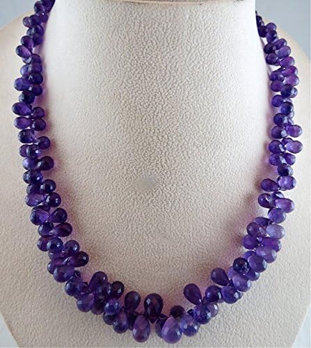 Natural AMETHYST TEARDROPS Beads NECKLACE 23 INCHES 5-13MM