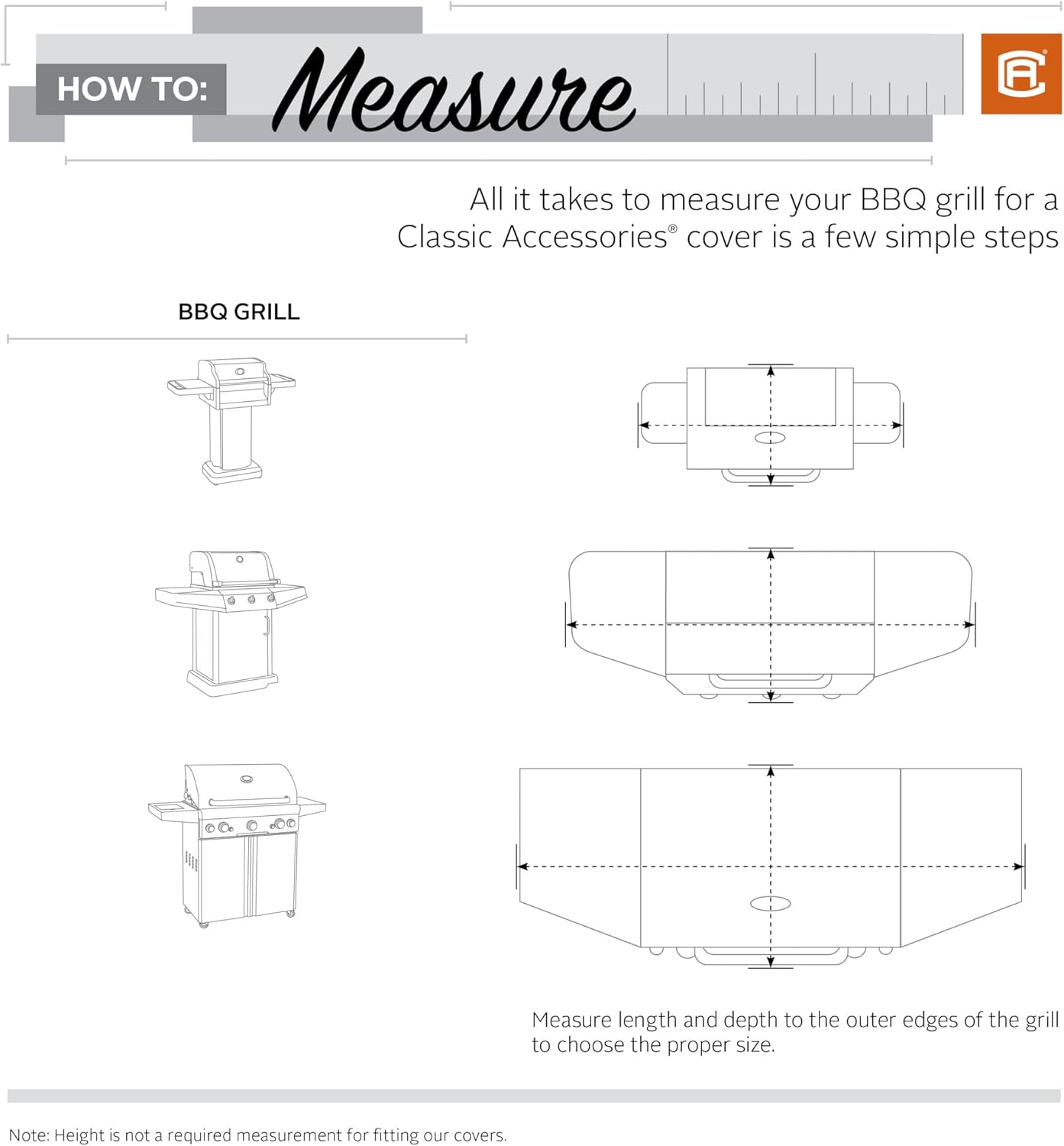 Classic Accessories Fadesafe Water-Resistant 58 Inch BBQ Grill Cover